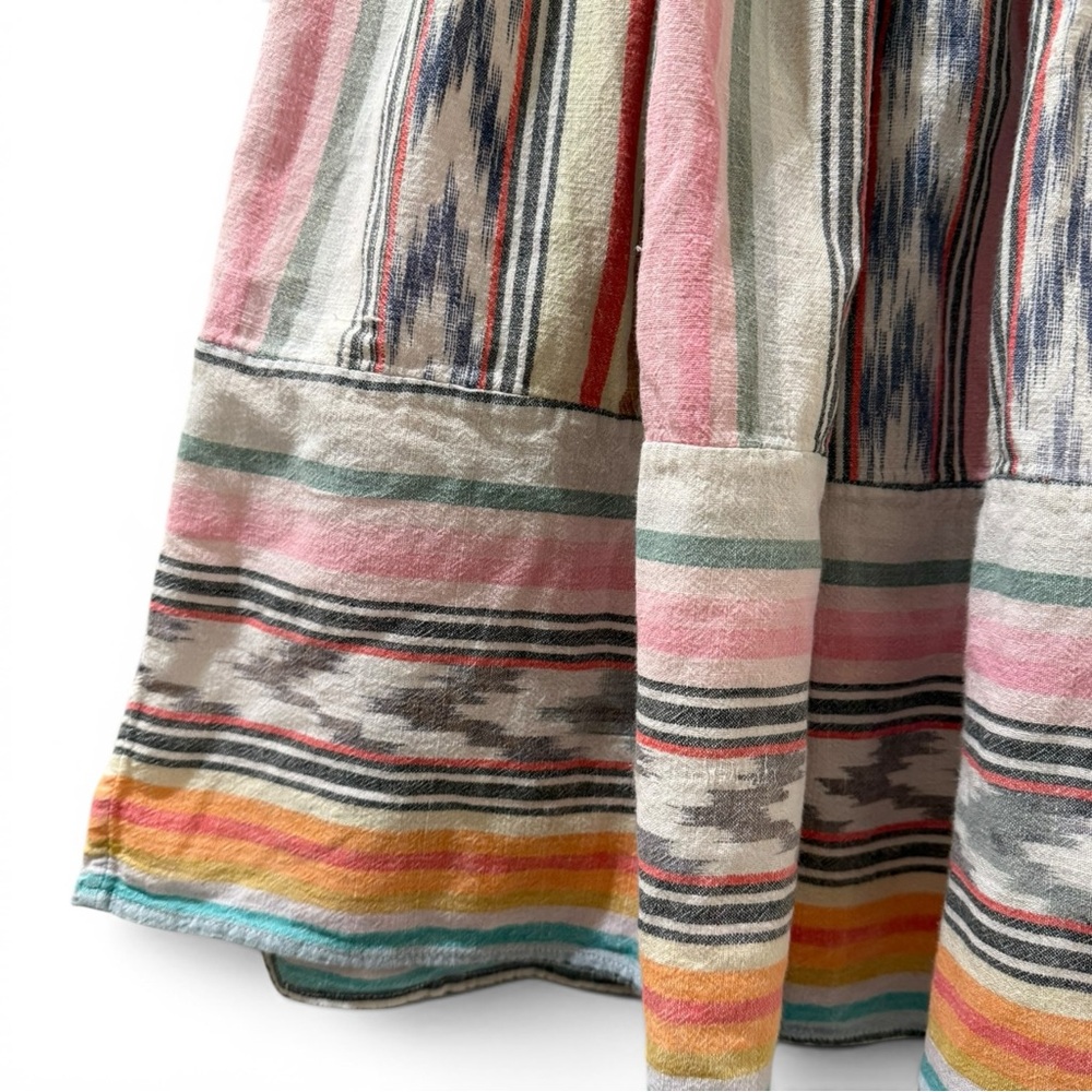 Nitya Vintage Boho Southwest Stripe Midi Skirt Festival Prairie Cottagecore M - Picture 5 of 10